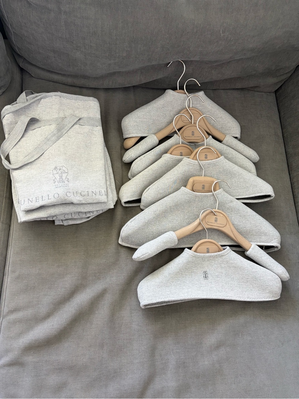 Brunello Cucinelli garment bags & Light Gray Padded Hanger Covers - Set
